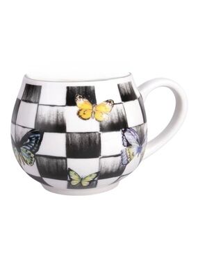 Courtly Check Butterfly Hill Designer Ceramic Mug 16 oz. Black